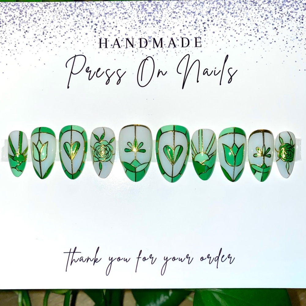 Stained Glass Custom Press On Nails